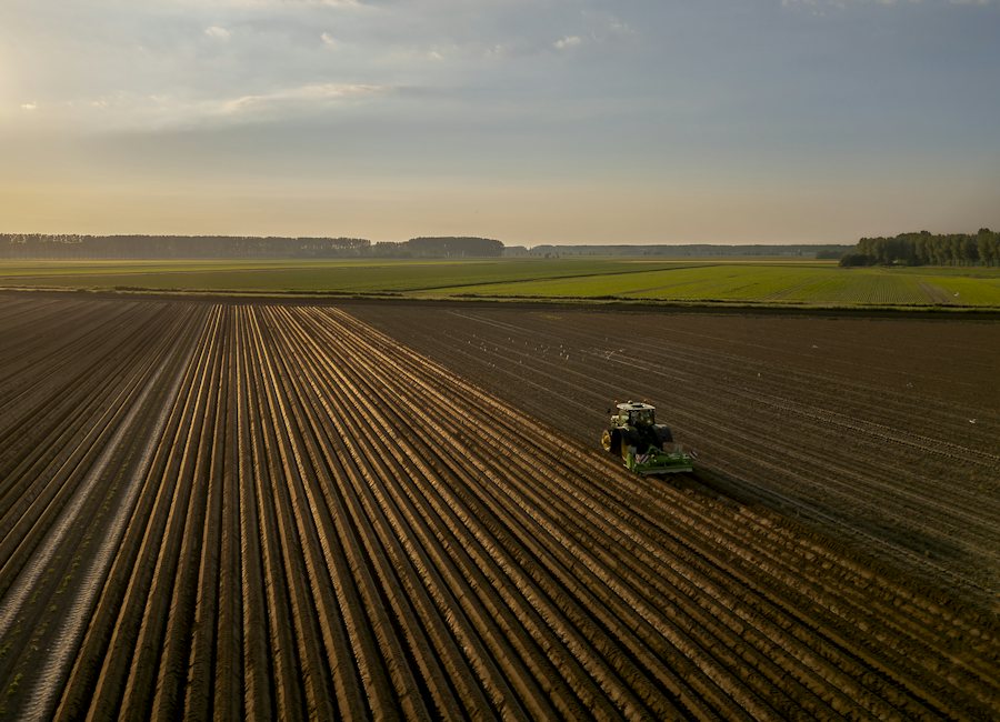 Kubota tractor working a field