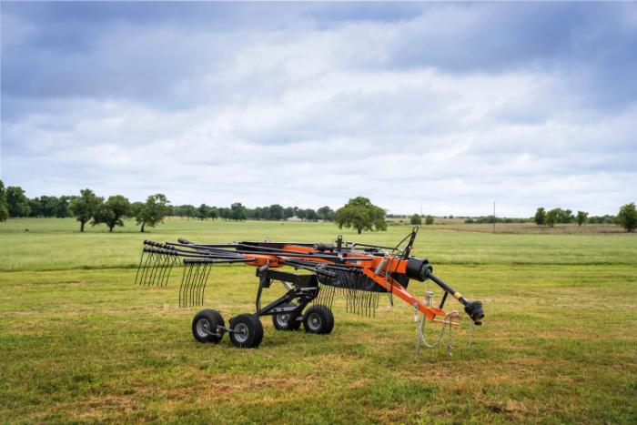 Kubota RA1042T hay rake in a field