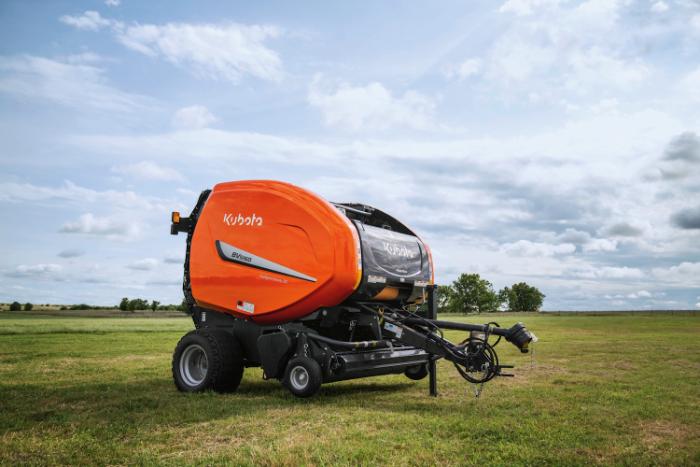 Kubota BV5160 round baler in a hay field