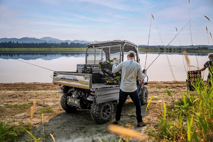 Kubota RTV-X2 diesel utility vehicle parked at a lakeside