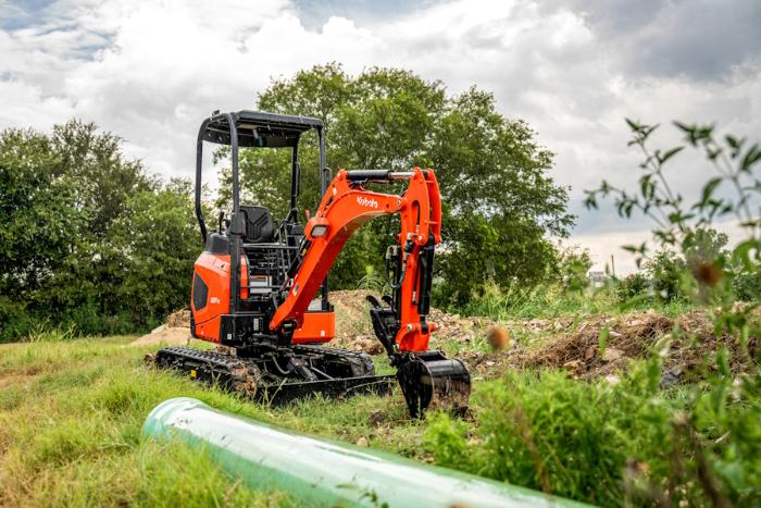 Kubota U35-4 compact excavator with a 24-inch bucket